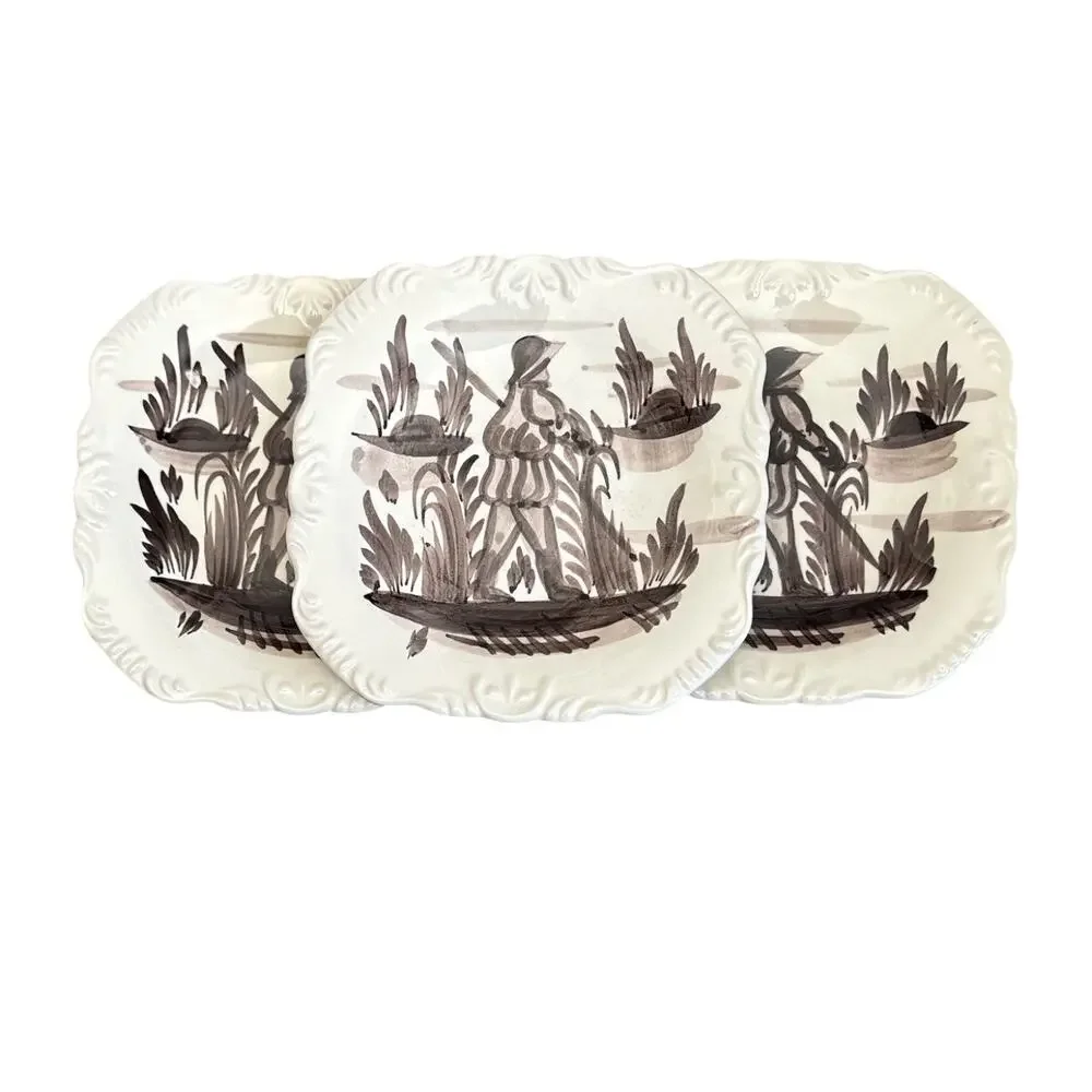 Vintage Handpainted Mia The Cooley Collection set of 3 Bread Plates